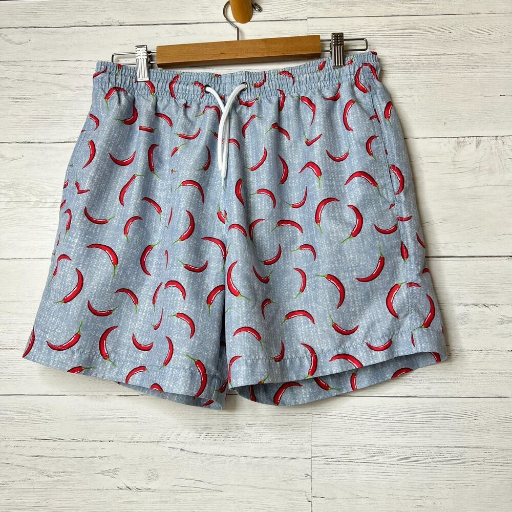 Trunks Surf & Swim Co. Swim Shorts Mens Size L/G Blue Red Hot Chili Pepper